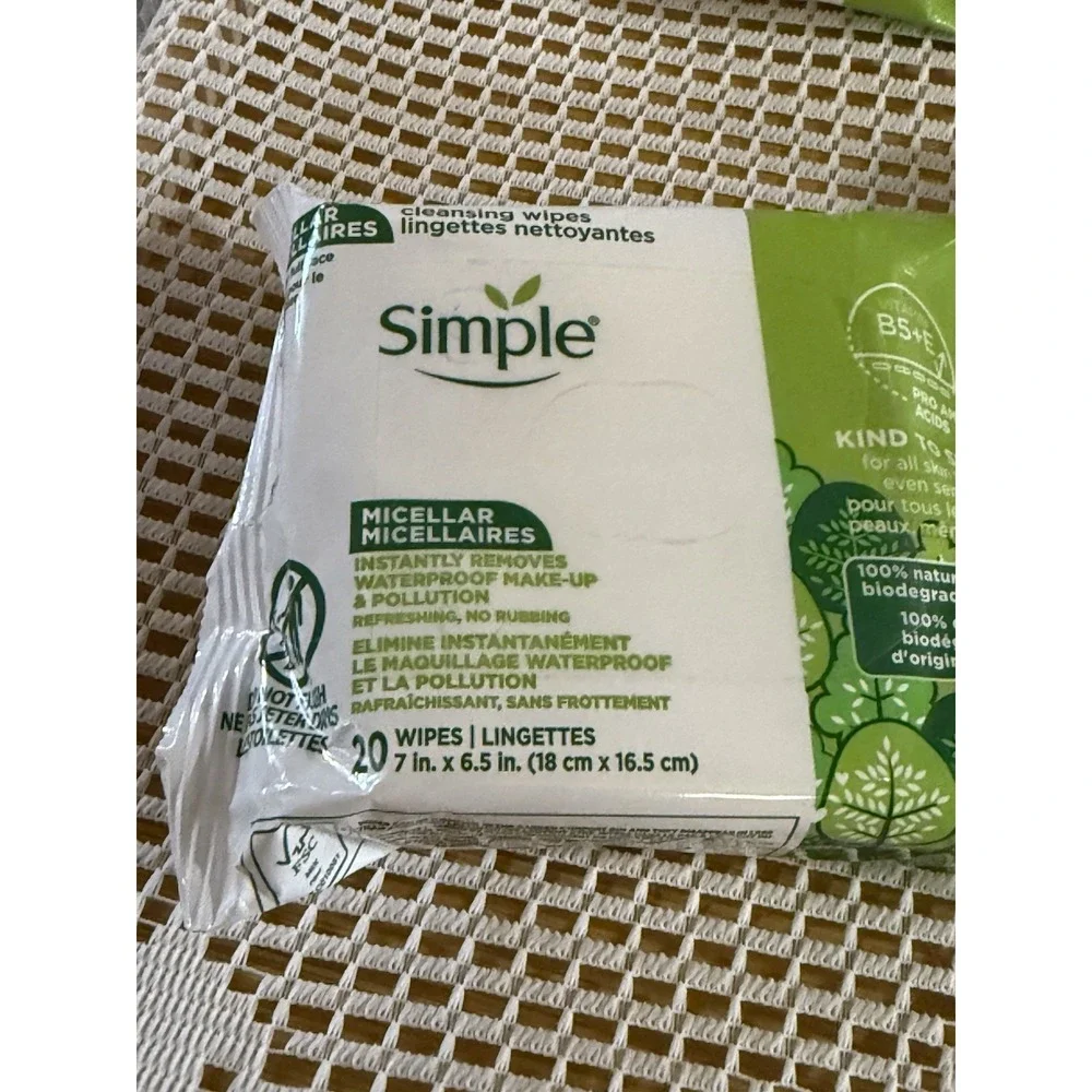 Simple Kind To Skin Cleansing Makeup Remover Wipes - Vegan Facial Cleanser...